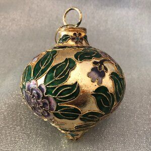Cloisonne Ornament Christmas Holiday Multi-colored Filigree Vintage Gold Purple